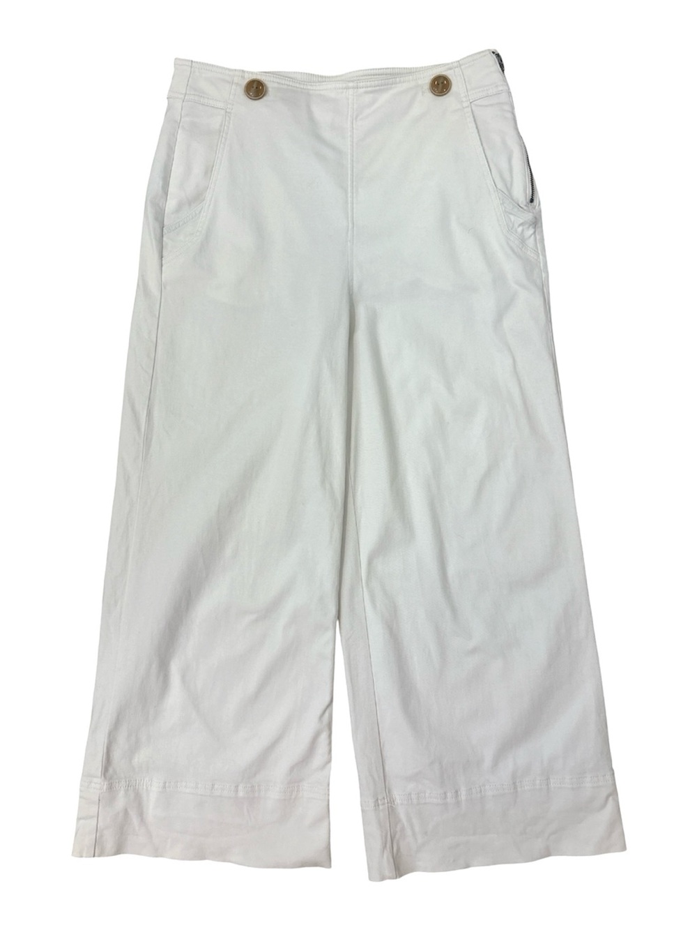 Maeve by Anthropologie White Wide-Leg Women’s Pants - Casual Sailor Style Sz 12